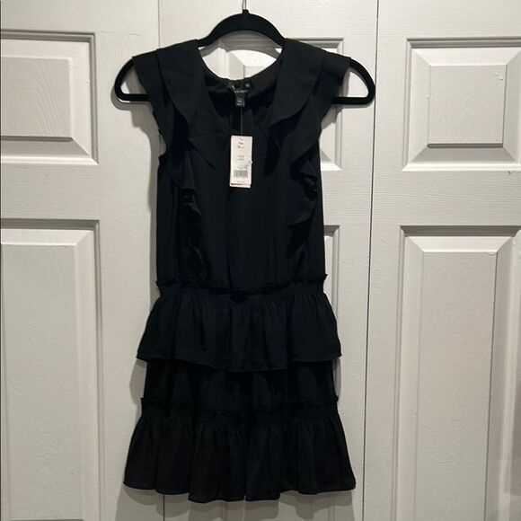 NWT Banana Republic Petite Black Ruffled Sleeveless Dress, XXS Petite - Picture 1 of 7